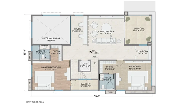 Auro Unnathi 400 sq. yd east facing villa first floor plan
