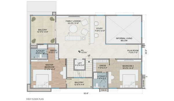 Auro Unnathi 400 sq. yd west facing villa first floor plan