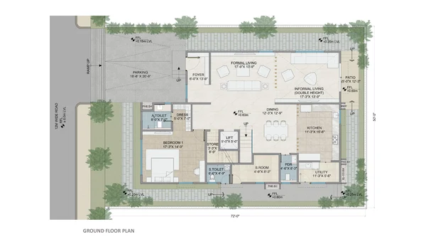 Auro Unnathi 400 sq. yd west facing villa ground floor plan