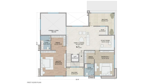 Auro Unnathi 500 sq. yd east facing villa first floor plan