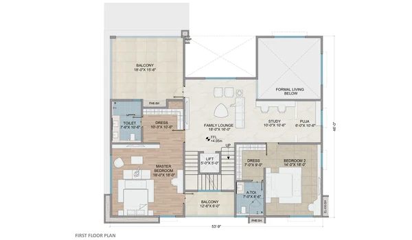 Auro Unnathi 500 sq. yd west facing villa first floor plan