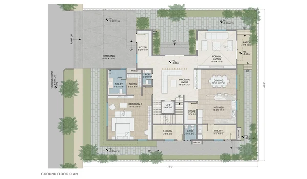Auro Unnathi 500 sq. yd west facing villa ground floor plan
