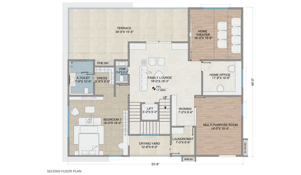 Auro Unnathi 500 sq. yd west facing villa second floor plan