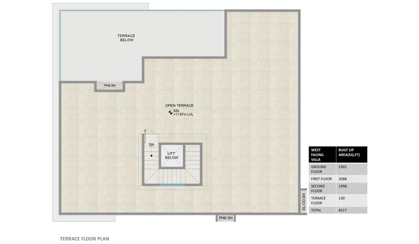 Auro Unnathi 500 sq. yd west facing villa terrace floor plan