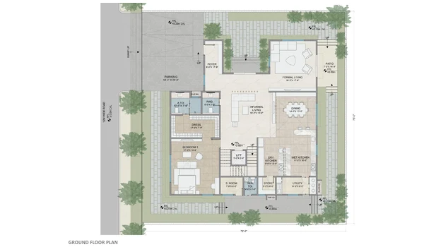 Auro Unnathi 600 sq. yd west facing villa ground floor plan