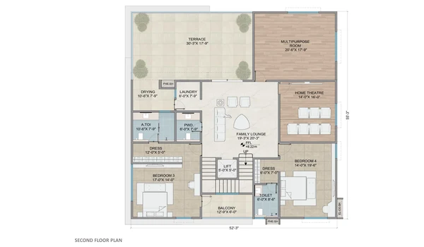 Auro Unnathi 600 sq. yd west facing villa second floor plan